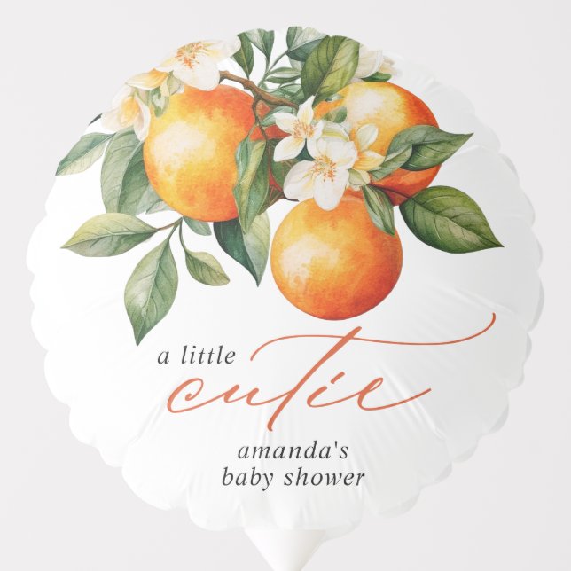 Little Cutie Orange Clementine Baby Shower Balloon (Front)