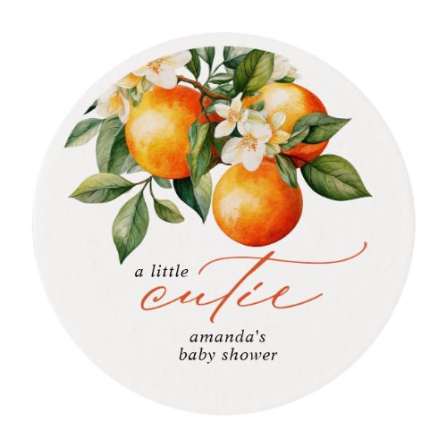 Little Cutie Orange Clementine Baby Shower Favor Edible Frosting Rounds