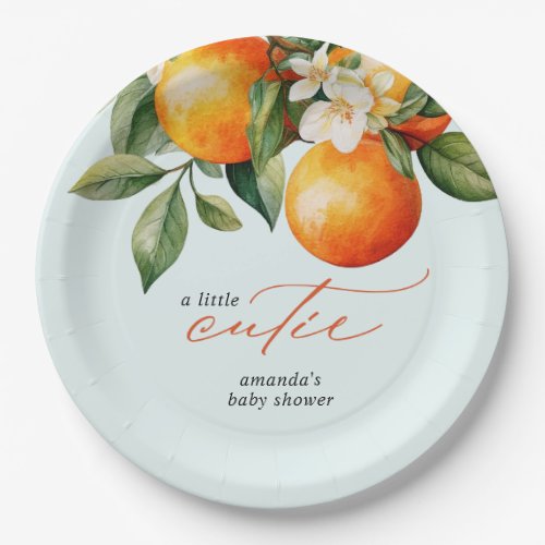 Little Cutie Orange Clementine Baby Shower Favor Paper Plates