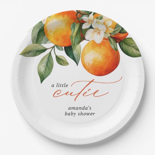 Little Cutie Orange Clementine Baby Shower Favor Paper Plates