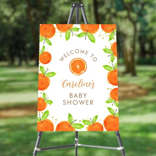 Little Cutie Orange Clementine Baby Shower Welcome Foam Board