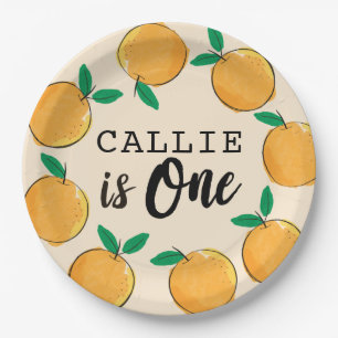Little Cutie Orange Custom First Birthday Paper Plates
