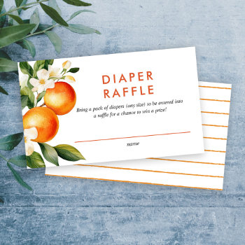 Little Cutie Orange Diaper Raffle Baby Shower Enclosure Card by JAmberDesign at Zazzle