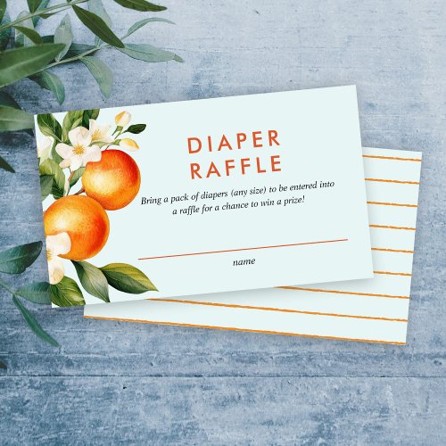 Little Cutie Orange Diaper Raffle Baby Shower Enclosure Card