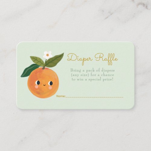 Little Cutie Orange Diaper Raffle Enclosure Card