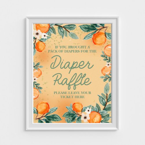 Little Cutie Orange Diaper Raffle  Poster