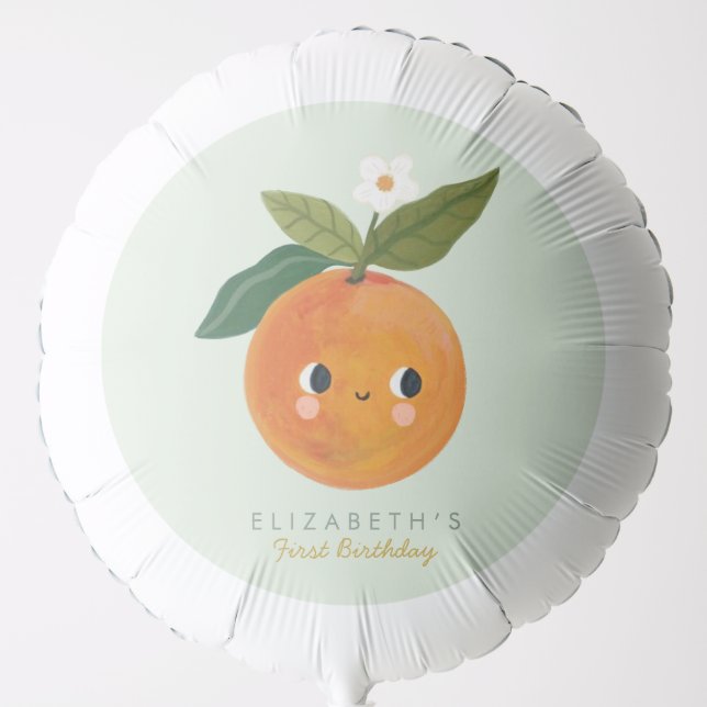 Little Cutie Orange First Birthday Balloon (Front)