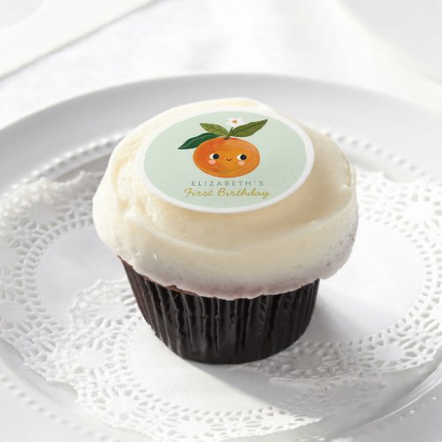 Little Cutie Orange First Birthday Edible Frosting Rounds