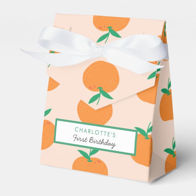 Little Cutie Orange First Birthday Favor Box (Front Side)