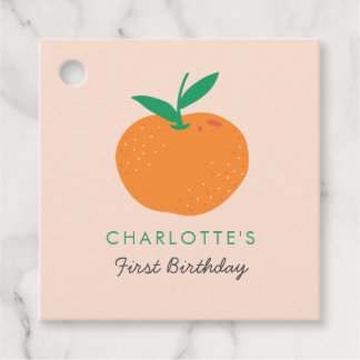 Little Cutie Orange First Birthday Favor Tags