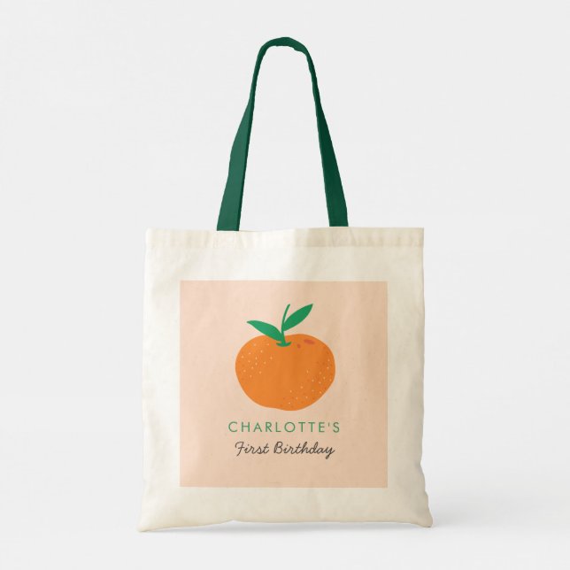 Little Cutie Orange First Birthday Gift Tote Bag (Back)