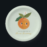 Little Cutie Orange First Birthday Paper Plates<br><div class="desc">Little Cutie Orange First Birthday Birthday plate</div>