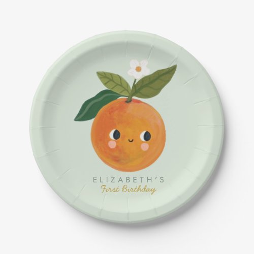 Little Cutie Orange First Birthday Paper Plates