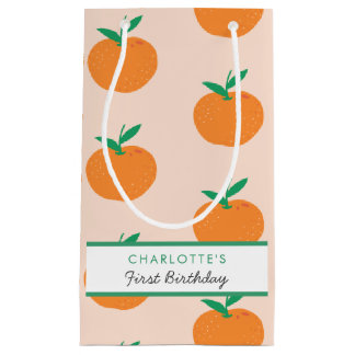  Little Cutie Orange First Birthday Small Gift Bag
