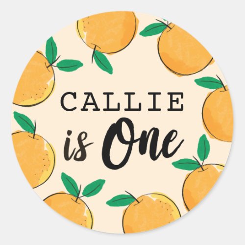 Little Cutie Orange First Birthday Sticker