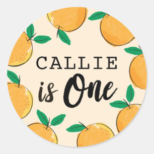 Little Cutie Orange First Birthday Sticker