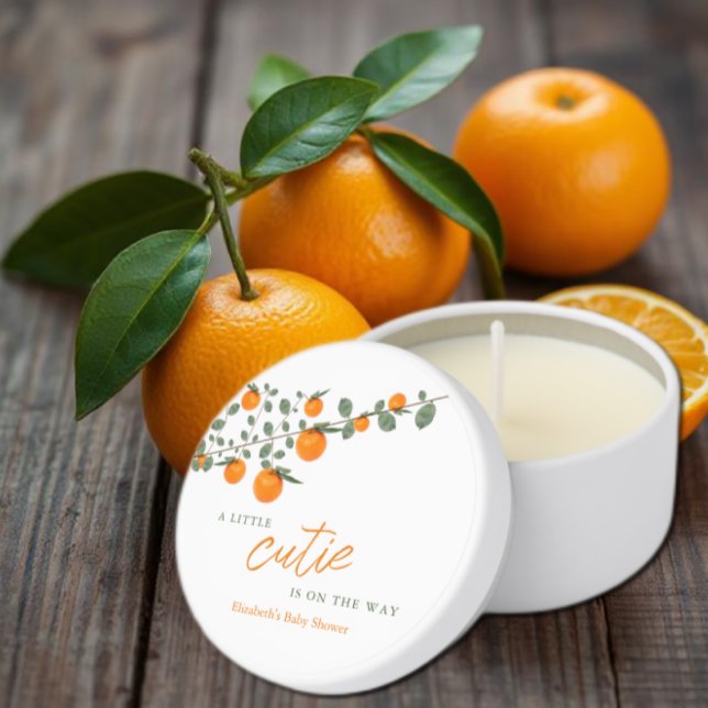 Little Cutie Orange Gender Neutral Baby Shower Mini Candle Favors (Creator Uploaded)