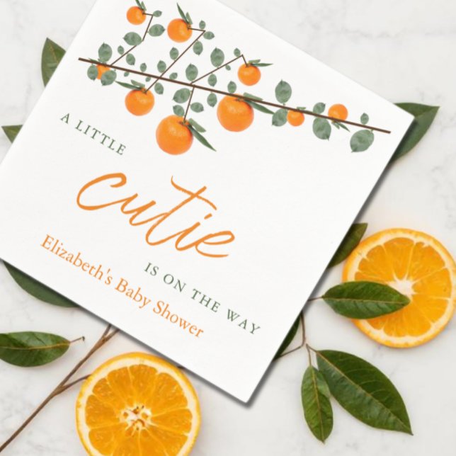 Little Cutie Orange Gender Neutral Baby Shower Napkins (Creator Uploaded)