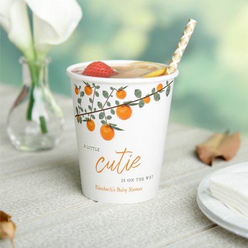 Little Cutie Orange Gender Neutral Baby Shower Paper Cups