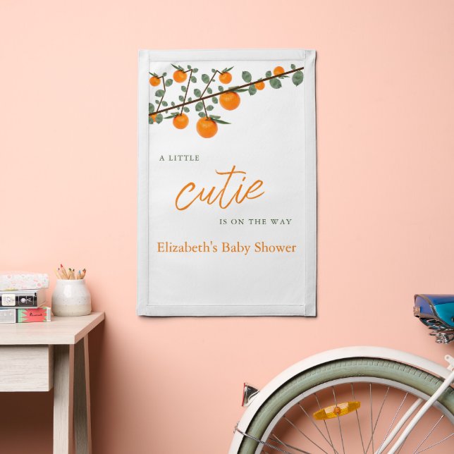 Little Cutie Orange Gender Neutral Baby Shower Pennant (Insitu 2)