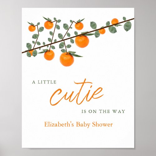Little Cutie Orange Gender Neutral Baby Shower Poster