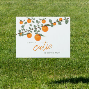 Little Cutie Orange Gender Neutral Baby Shower Sign