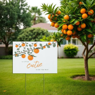 Little Cutie Orange Gender Neutral Baby Shower Sign