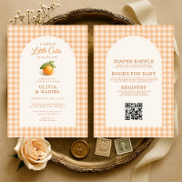 Little Cutie Orange Gingham All in One Baby Shower