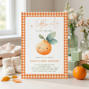 Little Cutie Orange Gingham Girl Baby Shower Invitation