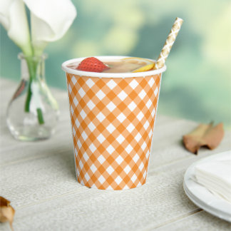 Little Cutie Orange Gingham Paper Cups