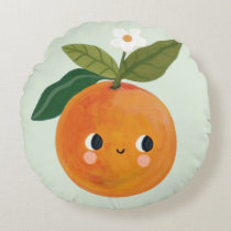 Little Cutie Orange Nursery Baby  Round Pillow