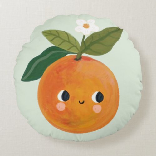 Little Cutie Orange Nursery Baby  Round Pillow