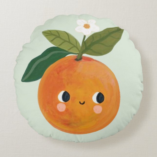 Little Cutie Orange Nursery Baby  Round Pillow (Front)