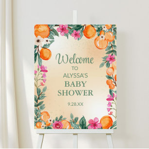 Little Cutie Orange Pink Floral Baby Shower Foam Board