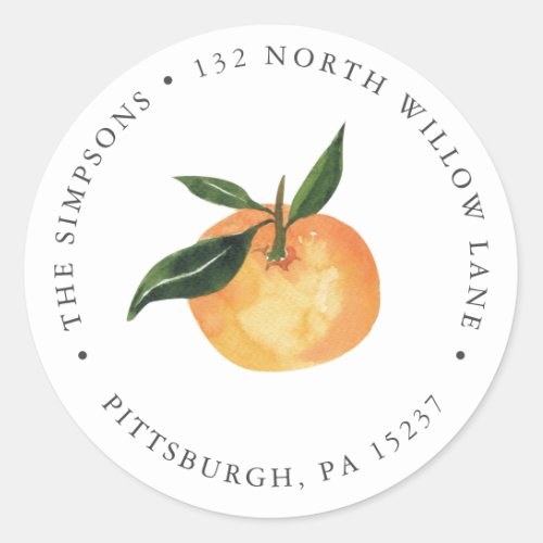 Little Cutie Orange Return Address Classic Round Sticker