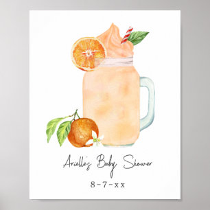 Little Cutie Orange Smoothie Baby Shower Welcome Poster