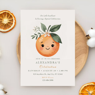 Little Cutie Orange Sunshine Celebration Invitation