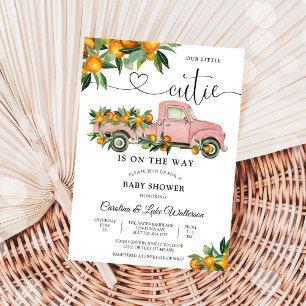 Little Cutie Orange Truck Baby Shower Invitation