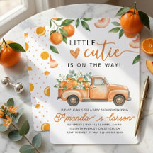 Little Cutie Orange Vintage Truck Baby Shower