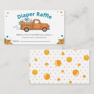 Little Cutie Orange Vintage Truck Diaper Raffle Enclosure Card