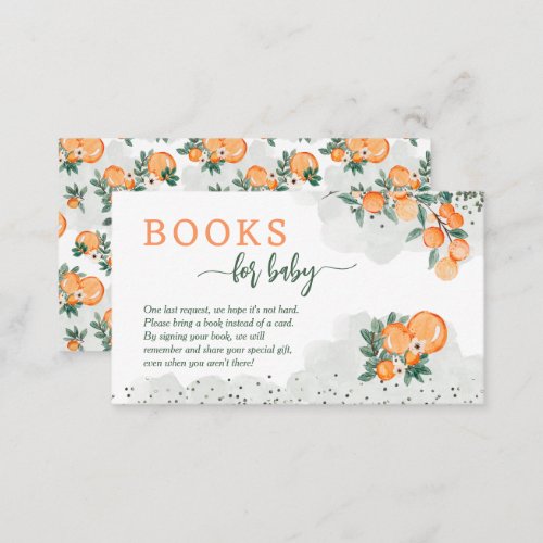 Little Cutie Oranges Baby Shower Book Request Enclosure Card