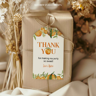 Little Cutie Oranges Birthday Theme Thank You Tag