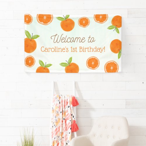 Little Cutie Oranges Girl Birthday Welcome Banner