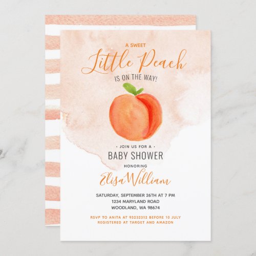 Little Cutie Peach is on the Way Baby Shower  Invitation