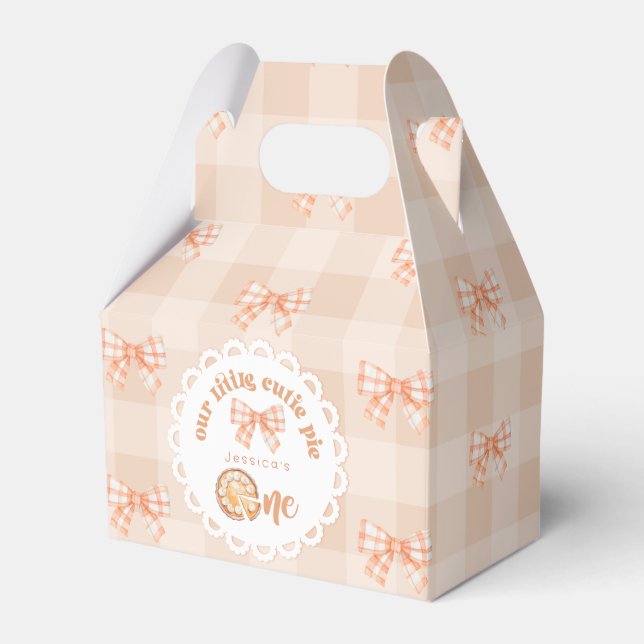 Little cutie Pie 1st birthday gingham Thank you Favor Boxes (Front Side)