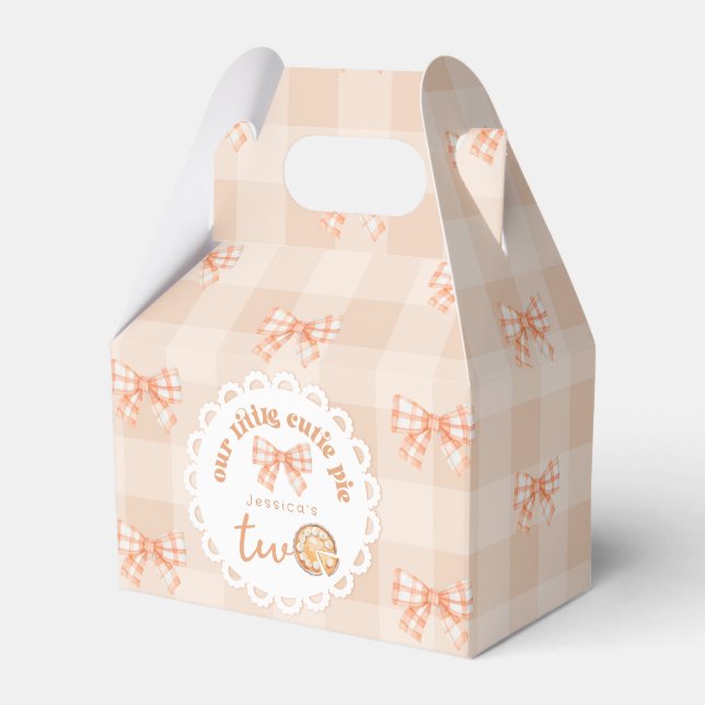 Little cutie Pie 2nd birthday gingham Thank you Favor Boxes (Front Side)