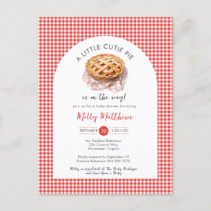 Little Cutie Pie Apple Gingham Baby Shower Postcard