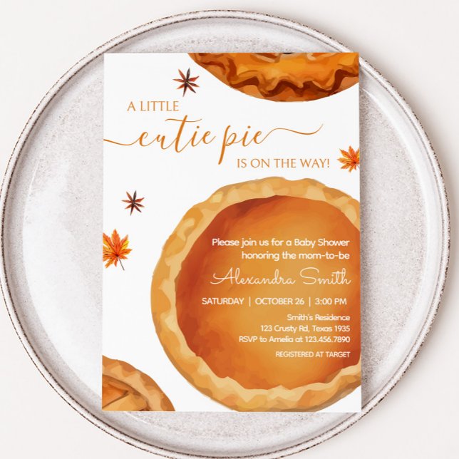 Little Cutie Pie Autumn Baby Shower Invitation (Autumn Pie Baby Shower Invitation
)