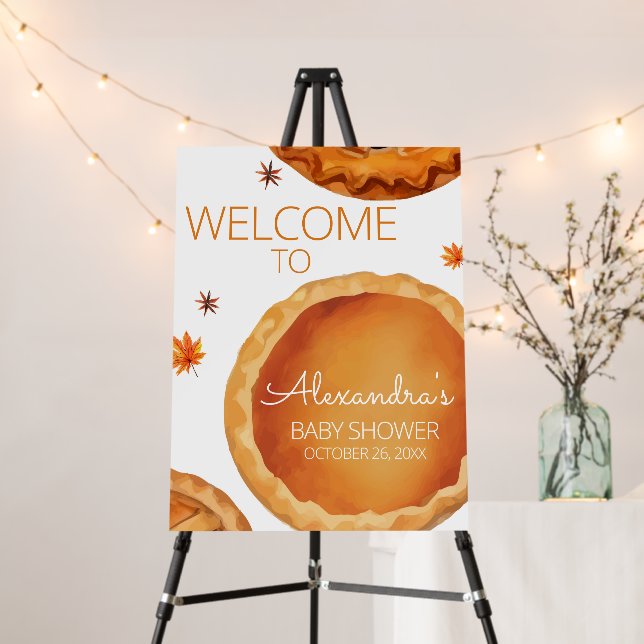 Little Cutie Pie Autumn Baby Shower Welcome Sign (In Situ (Stand))