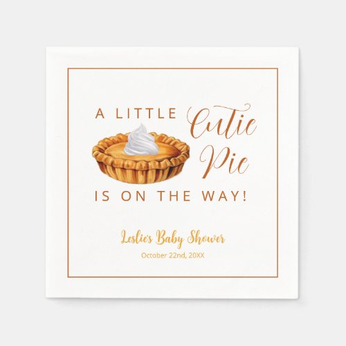 Little Cutie Pie Autumn Pumpkin Pie Baby Shower Napkins